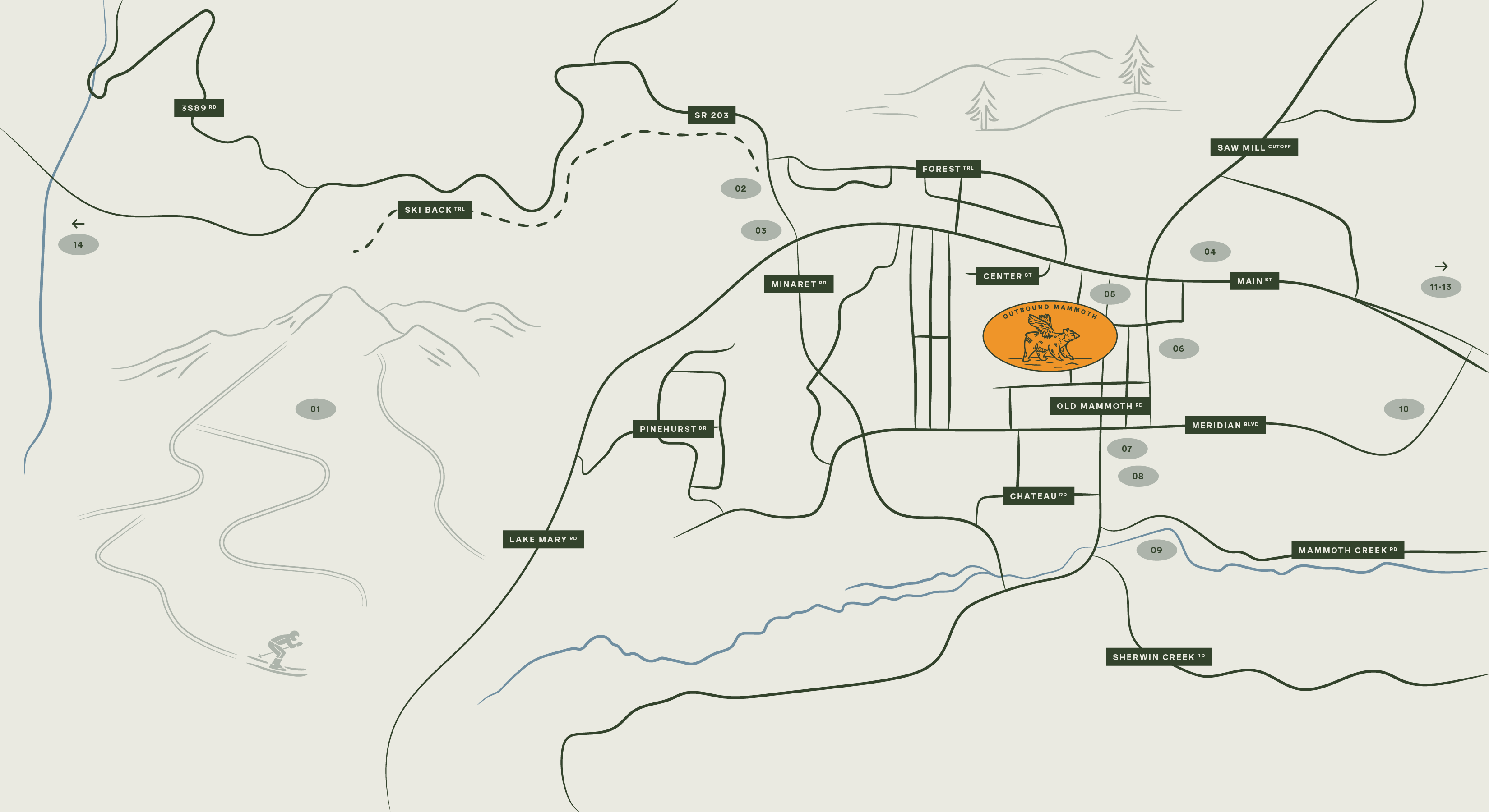 Mammoth Property Area Map for Outbound, simplifying navigation and exploration efficiently.