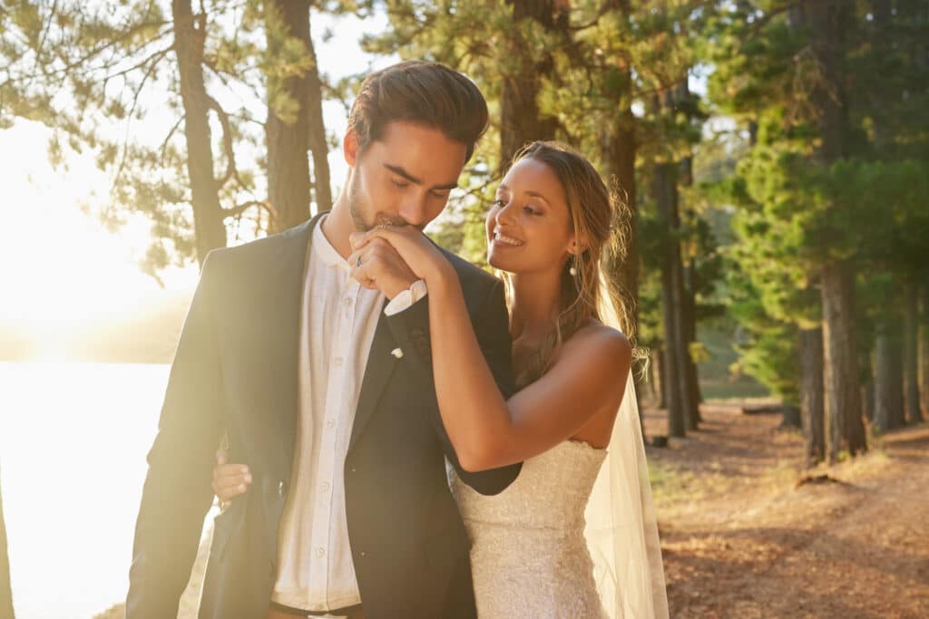Outbound Mammoth - Weddings - Bride and Groom Kissing