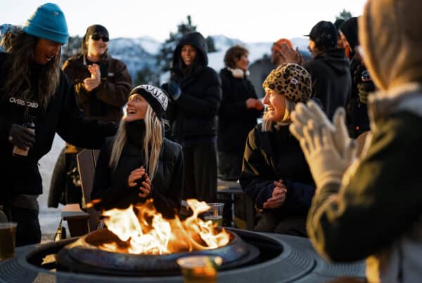 People around a fire at Outbound Mammoth