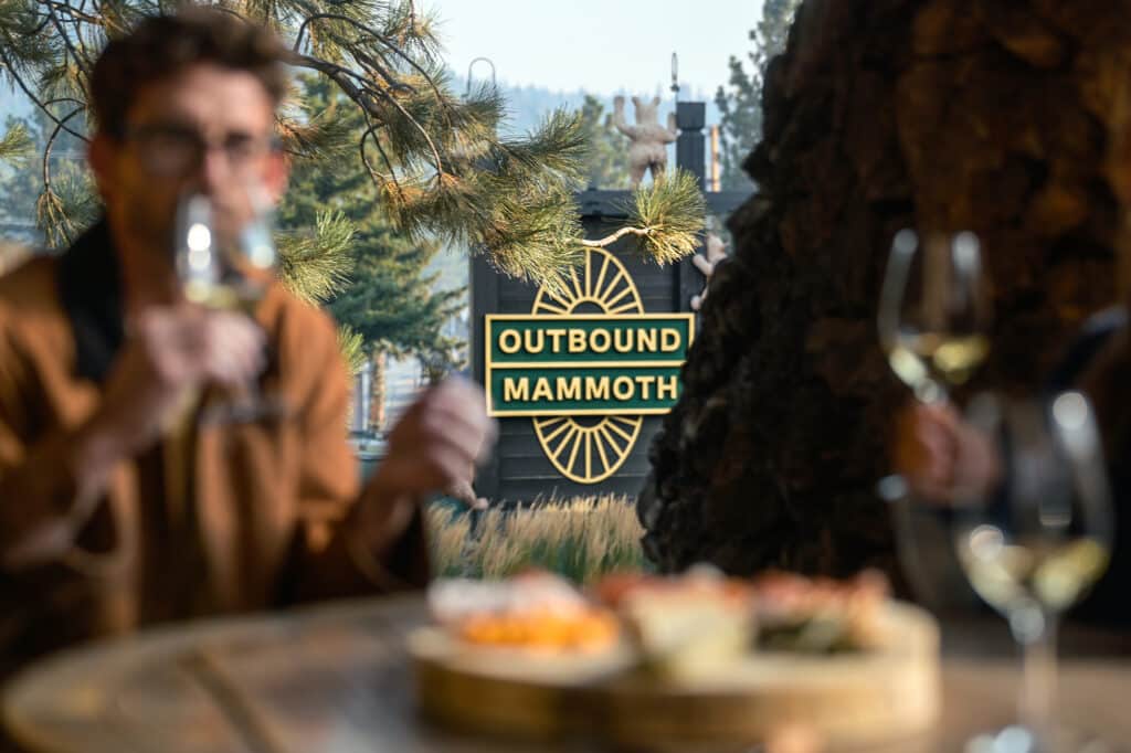 Wine and an appetizer at Outbound Mammoth