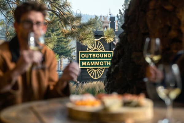 Wine and an appetizer at Outbound Mammoth