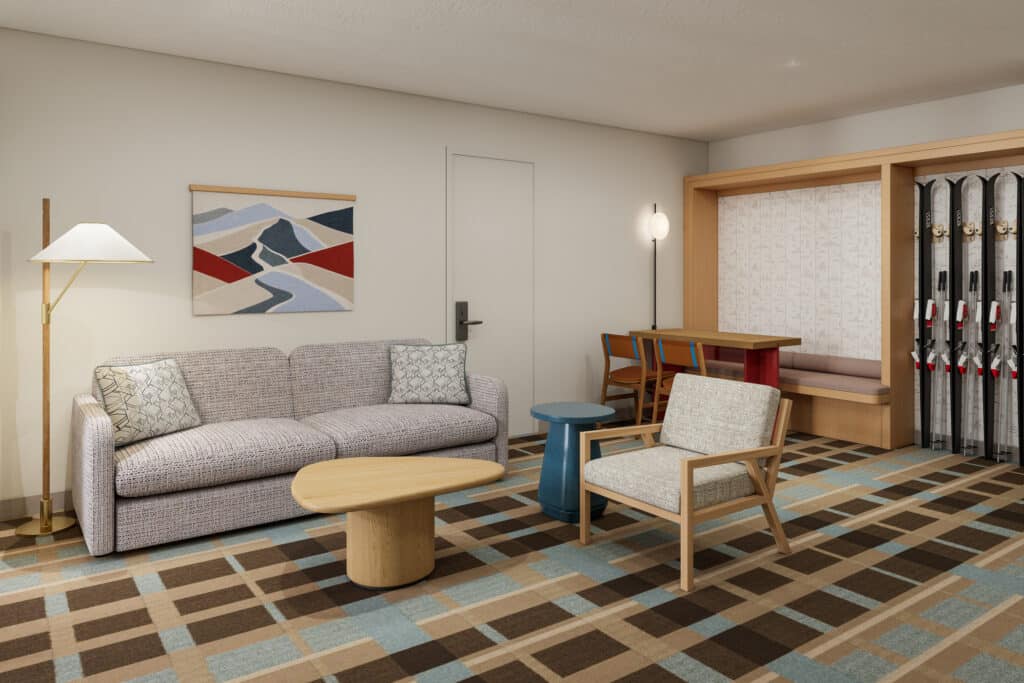 Outbound-Hotels-Park-City-Rooms-Corner-King-2 Living area in an Outbound Park City Corner Suite