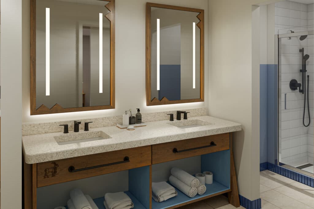 Outbound-Hotels-Park-City-Rooms-King-Suite-3 Bathroom vanity in an Outbound King Suite