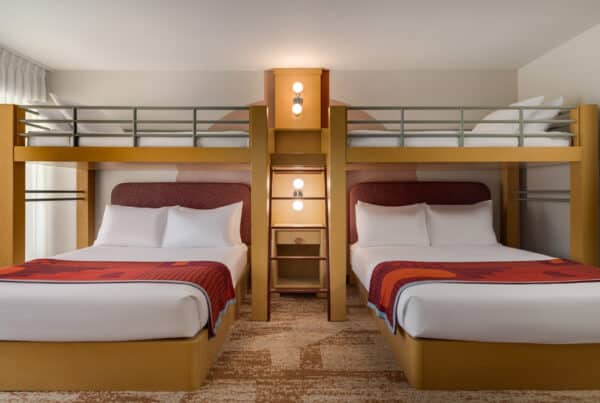Adventure Bunk Room at Outbound Sedona with two queen beds and custom bunk beds, sleeps up to six guests
