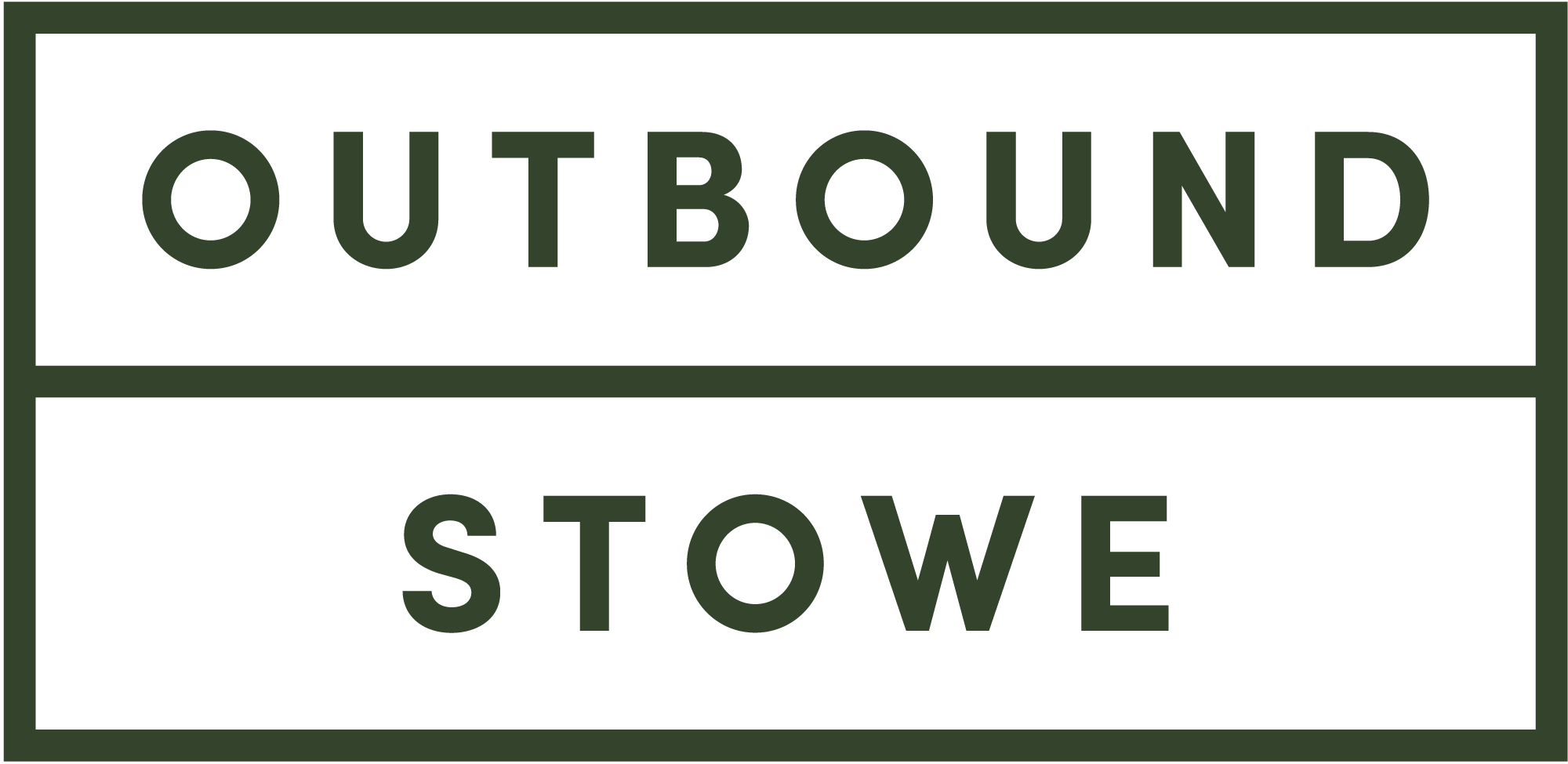 Green ink displays "Outbound Stowe" on a blank surface for a distinct presentation.