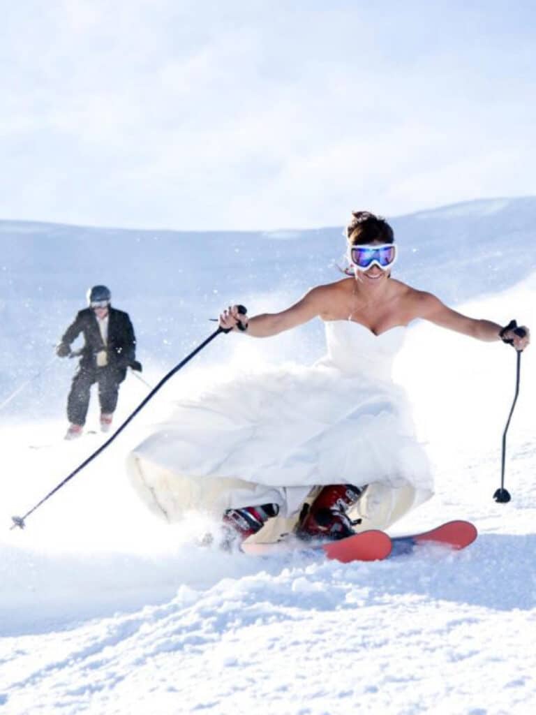 Outbound Stowe - Bride and Groom Skiing
