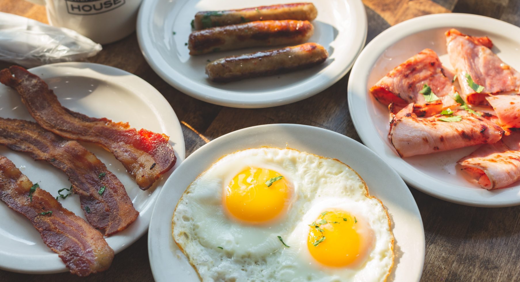 Diverse breakfast options arranged on the table, appealing to a variety of tastes.