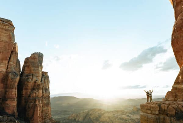 Hikers overlooking the view