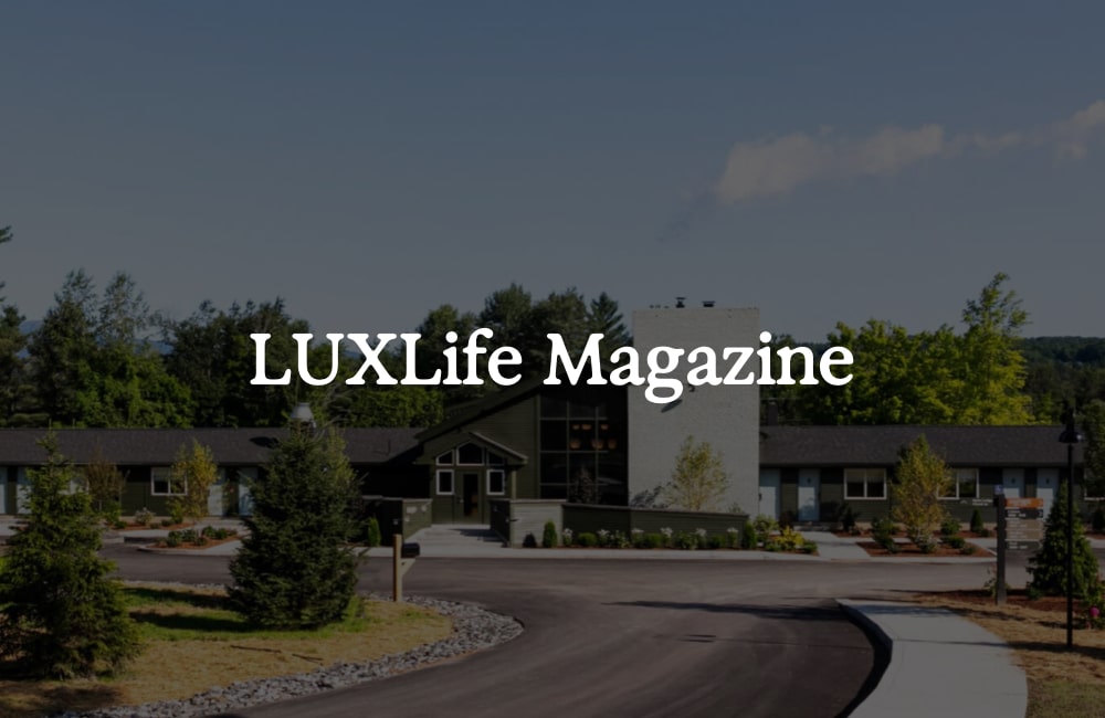 Outbound Stowe hotel exterior driveway with “LUXLife Magazine” text overlay.