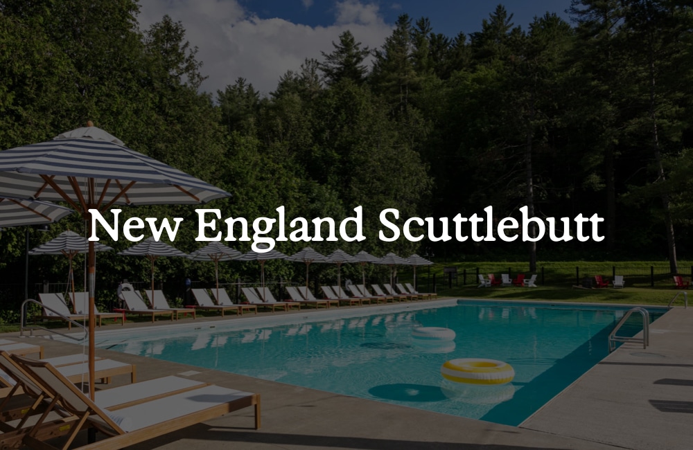Stowe Pool with lounge chairs and umbrellas